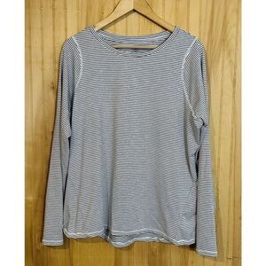 Athletic Works Shirt Women's Size XL White Gray Long Sleeve Round Neck